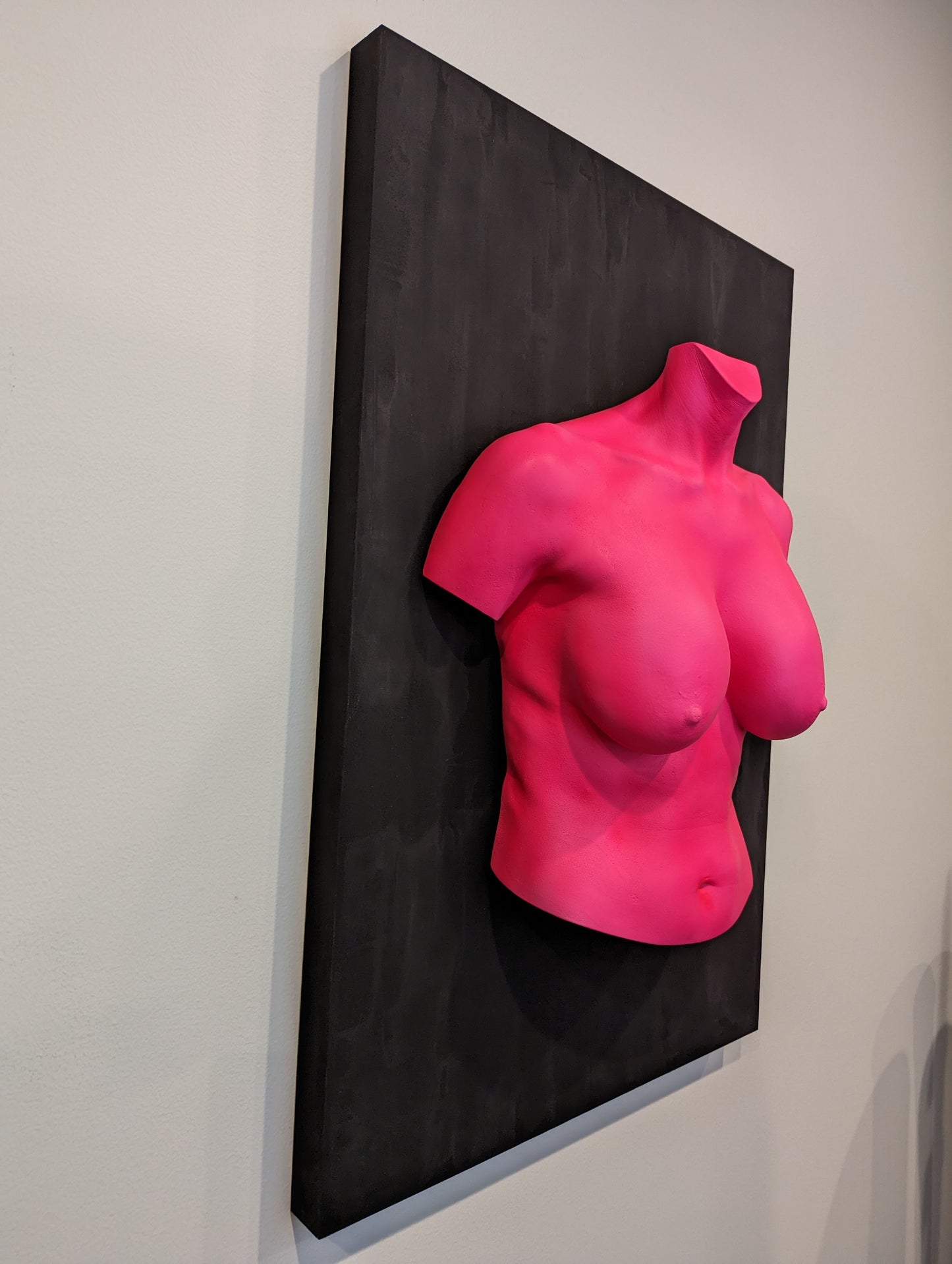 Hyper-realistic Sculpture of a Life Size Female (Brigette) Torso on 99% Light Absorbing Black Backer