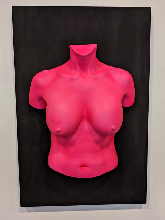 Hyper-realistic Sculpture of a Life Size Female (Brigette) Torso on 99% Light Absorbing Black Backer